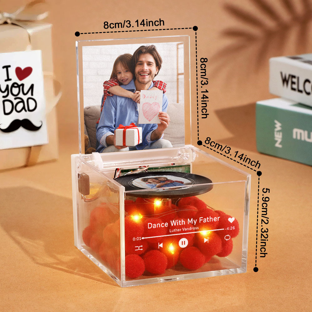 The Best Dad Ever Fist Bump Custom Mini Vinyl Record Player Automatic Music Player Personalized Gifr For Pops On Father's Day - Get Photo Blanket