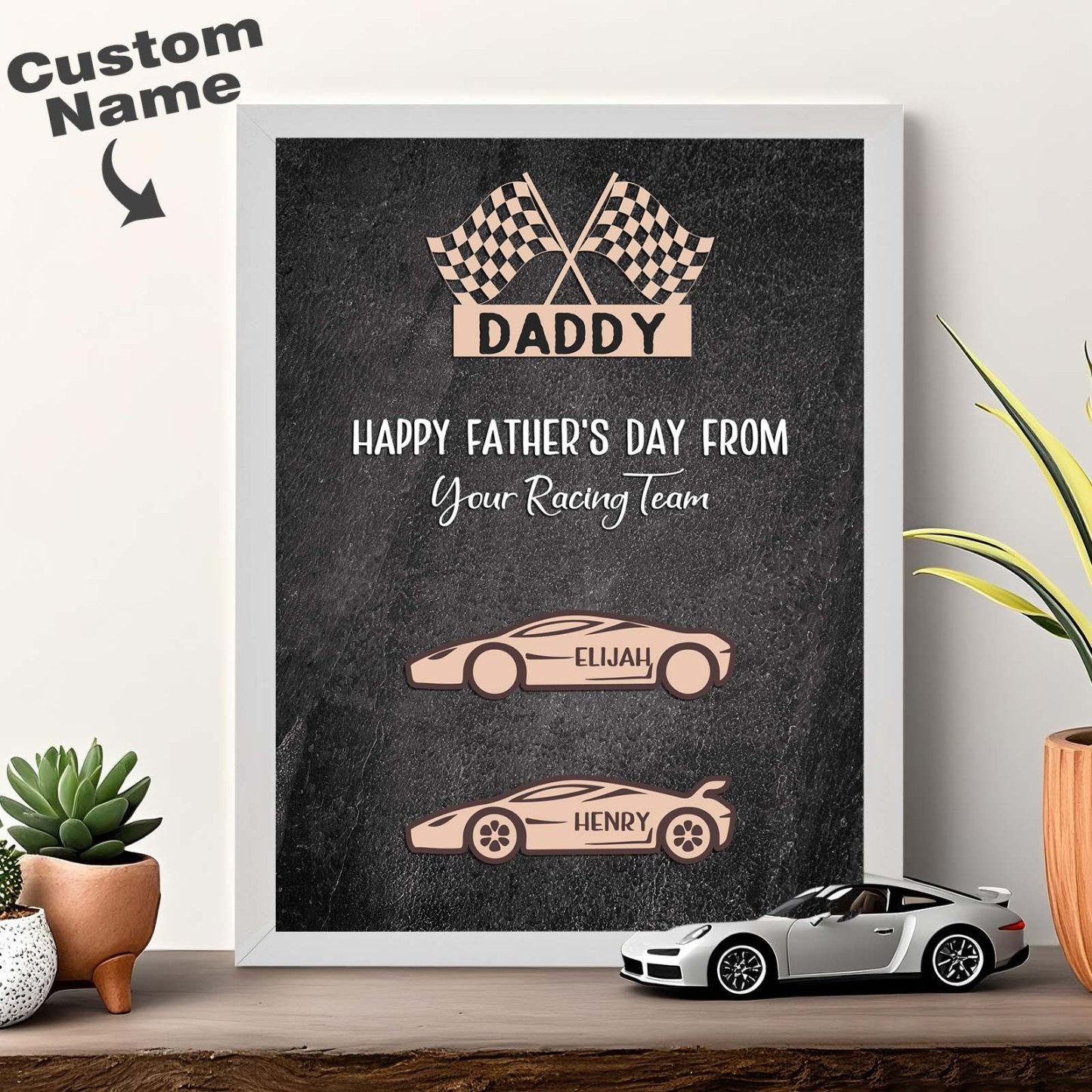 Personalized Kids Name Racing Wooden Plaque Your Racing Team Father's Day Gifts