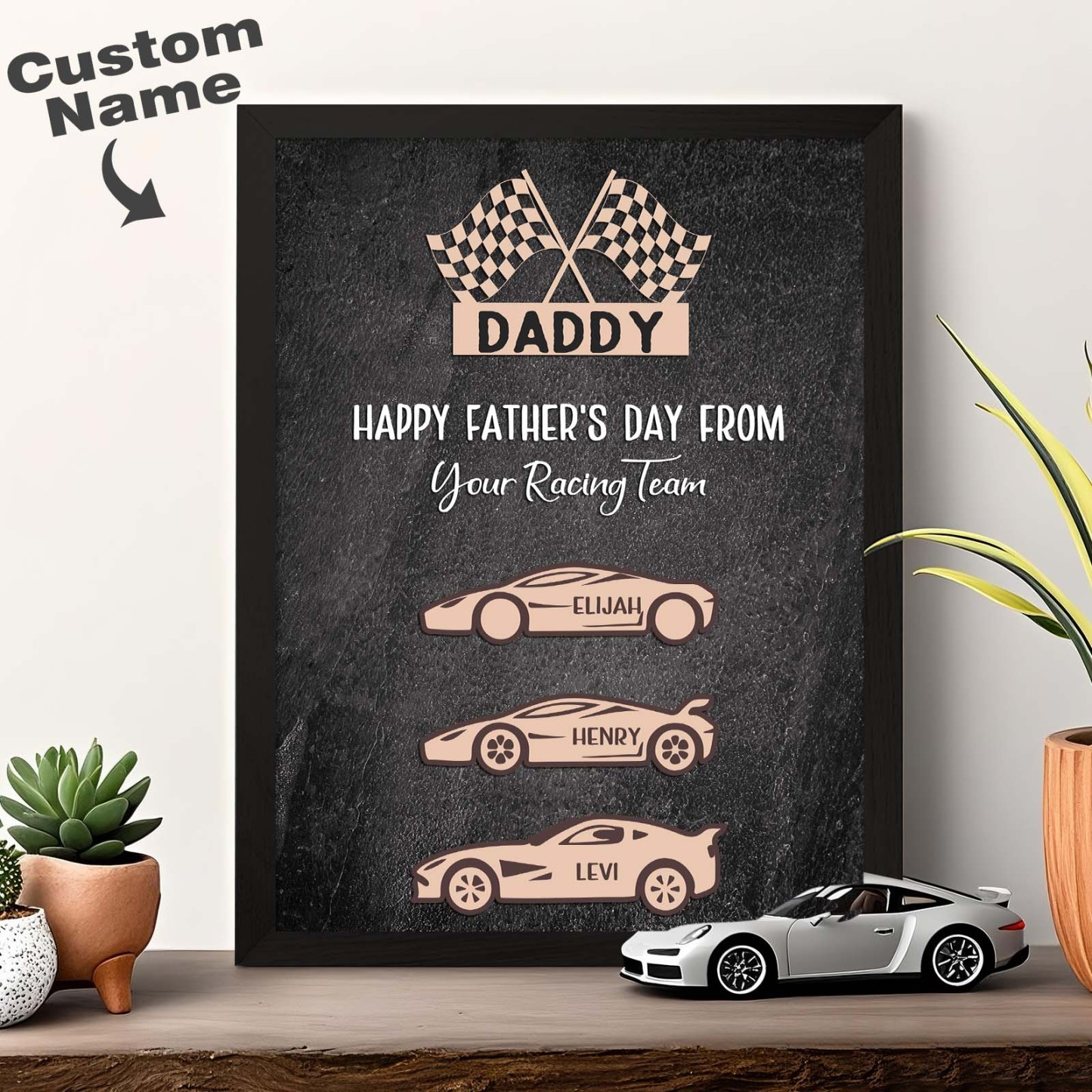 Personalized Kids Name Racing Wooden Plaque Your Racing Team Father's Day Gifts