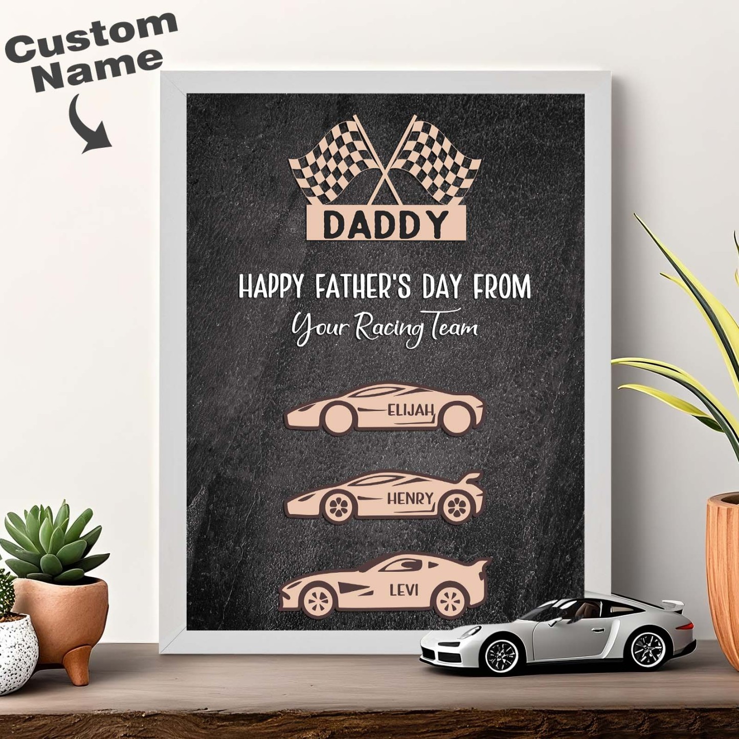 Personalized Kids Name Racing Wooden Plaque Your Racing Team Father's Day Gifts