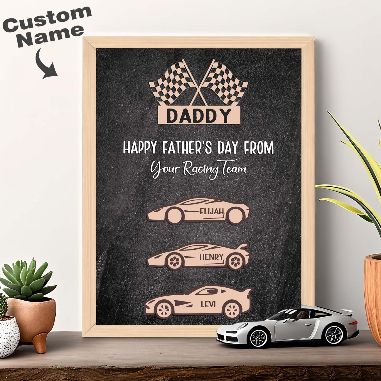 Personalized Kids Name Racing Wooden Plaque Your Racing Team Father's Day Gifts