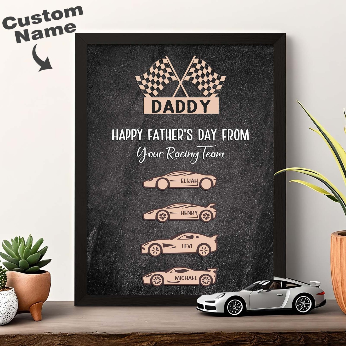 Personalized Kids Name Racing Wooden Plaque Your Racing Team Father's Day Gifts