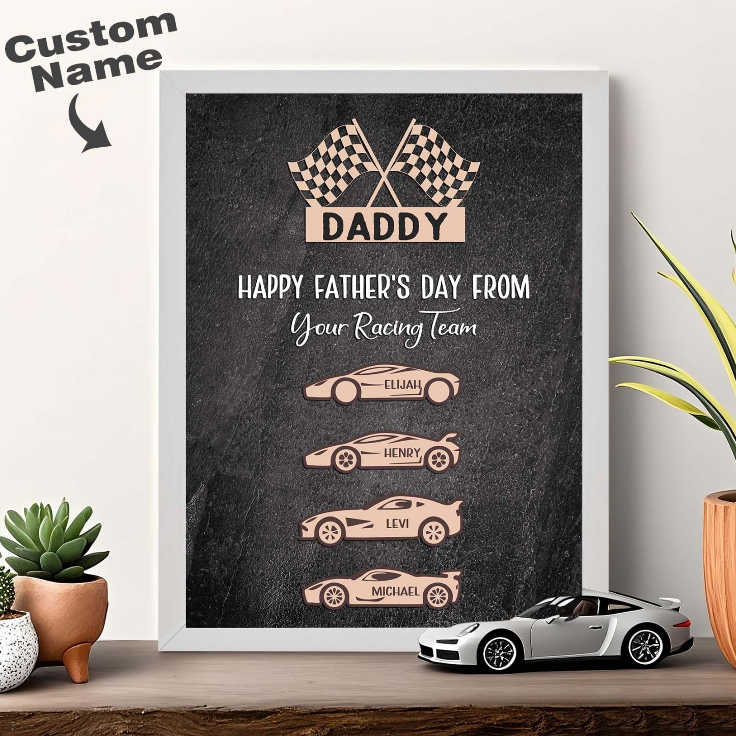 Personalized Kids Name Racing Wooden Plaque Your Racing Team Father's Day Gifts