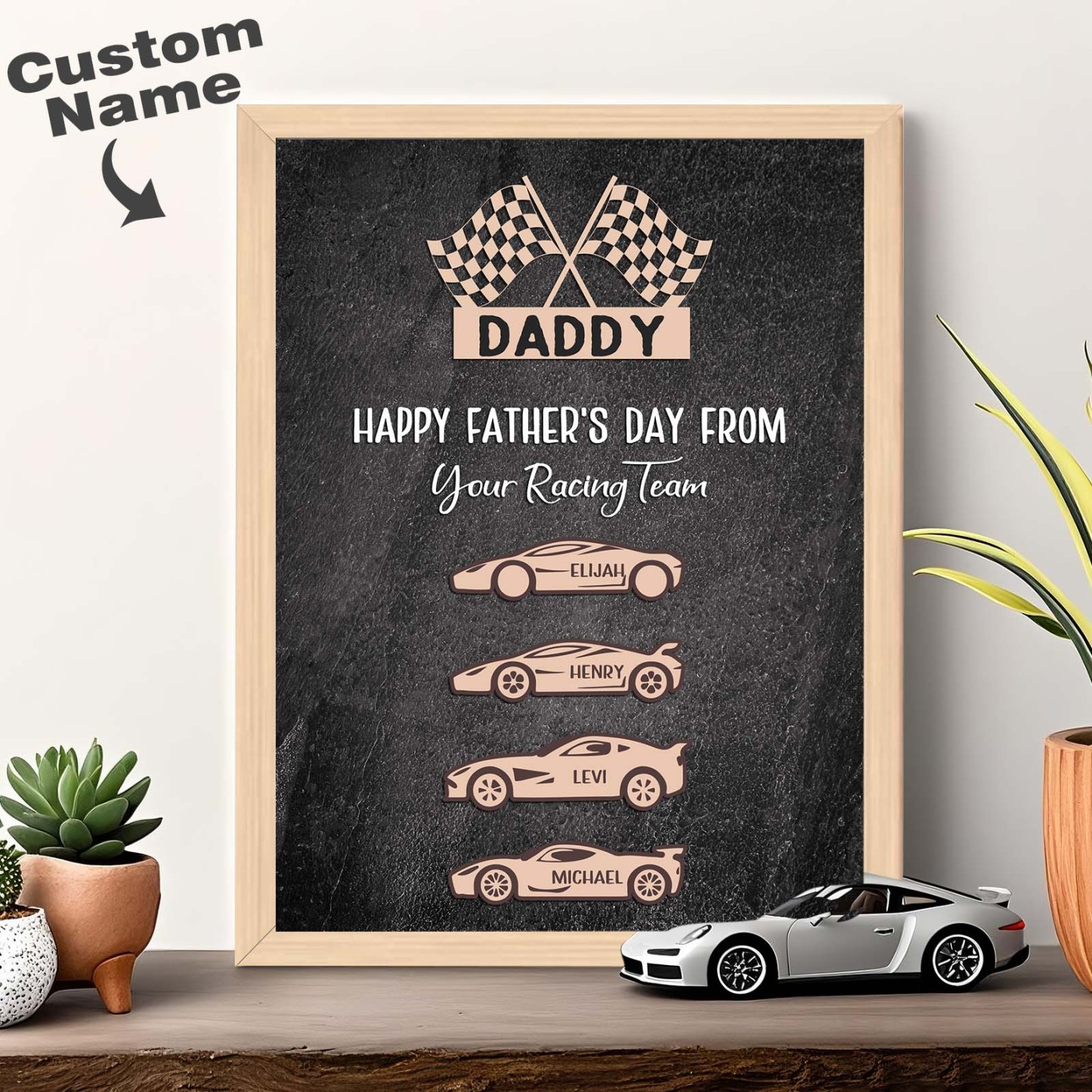 Personalized Kids Name Racing Wooden Plaque Your Racing Team Father's Day Gifts