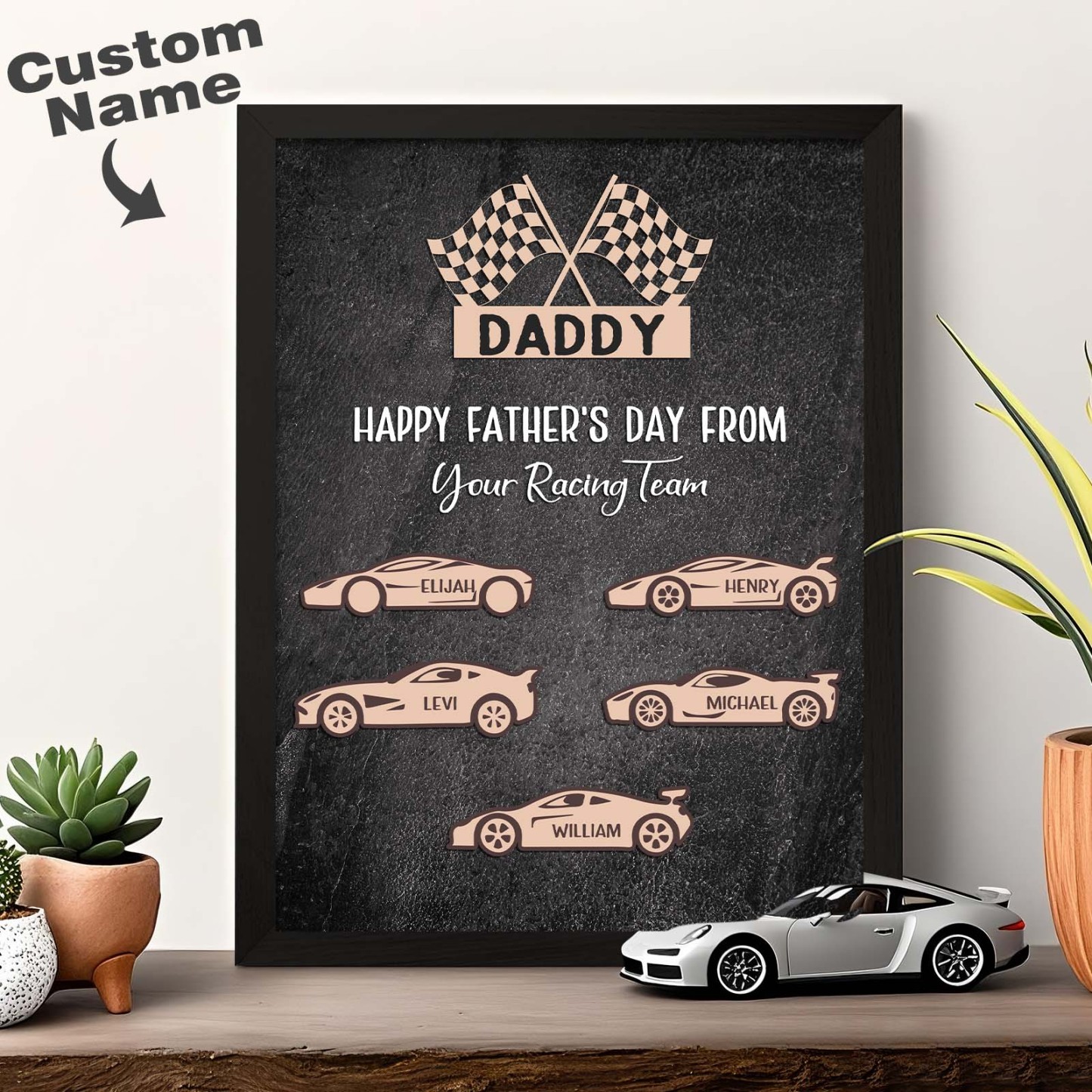 Personalized Kids Name Racing Wooden Plaque Your Racing Team Father's Day Gifts