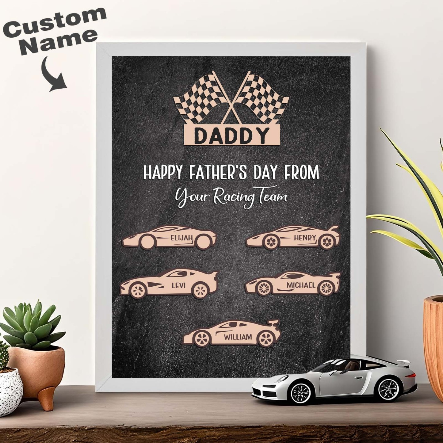Personalized Kids Name Racing Wooden Plaque Your Racing Team Father's Day Gifts