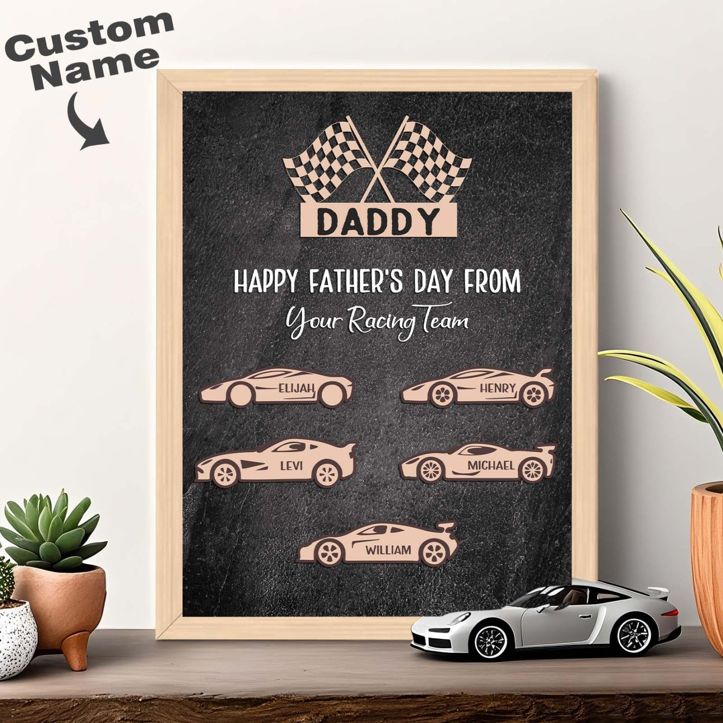 Personalized Kids Name Racing Wooden Plaque Your Racing Team Father's Day Gifts