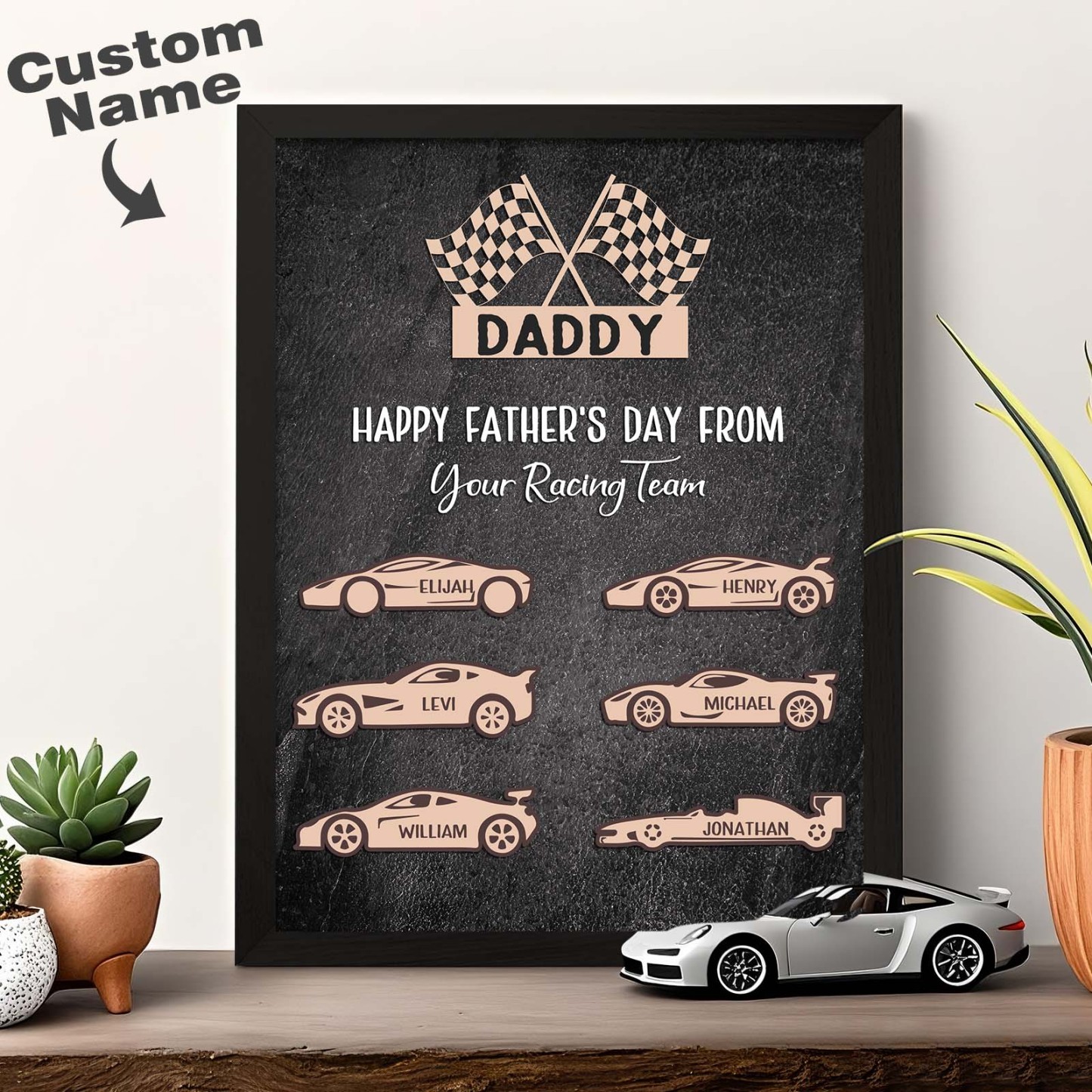 Personalized Kids Name Racing Wooden Plaque Your Racing Team Father's Day Gifts