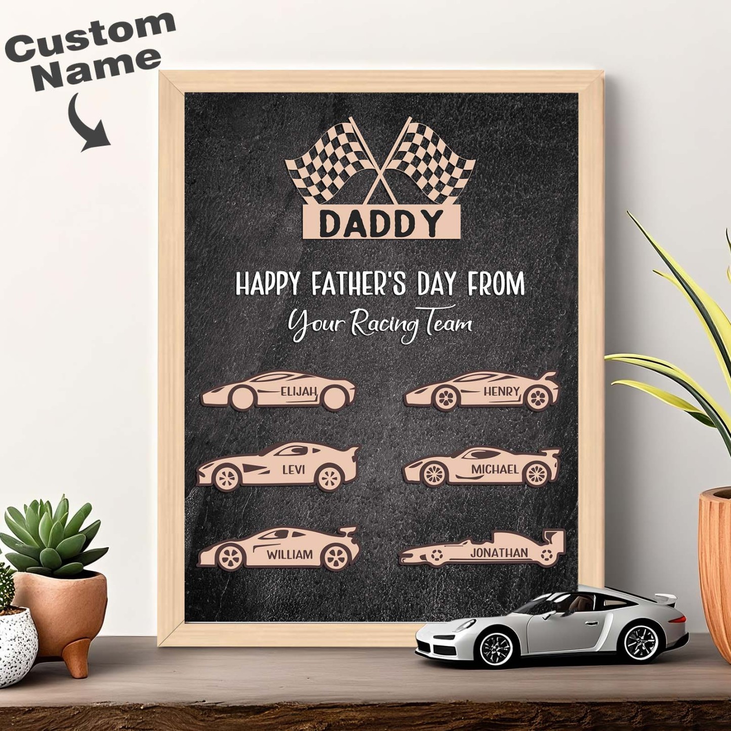 Personalized Kids Name Racing Wooden Plaque Your Racing Team Father's Day Gifts