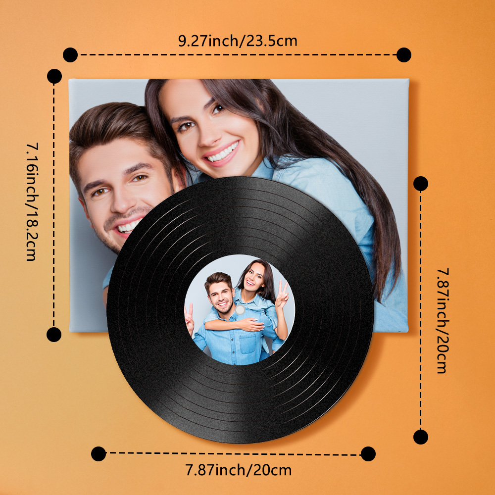 Personalized Vinyl Record Wall Art with Photo & Song �?Romantic Gift for Couples, Just Click to Play Your Love