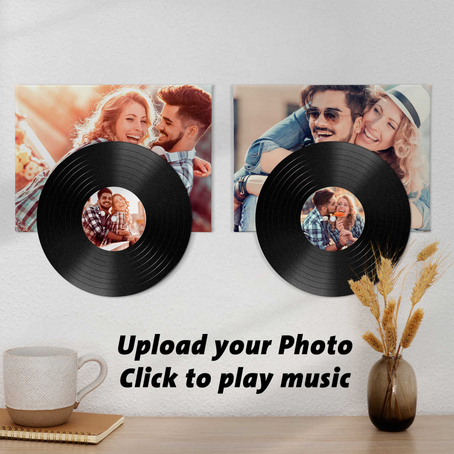 Personalized Vinyl Record Wall Art with Photo & Song �?Romantic Gift for Couples, Just Click to Play Your Love