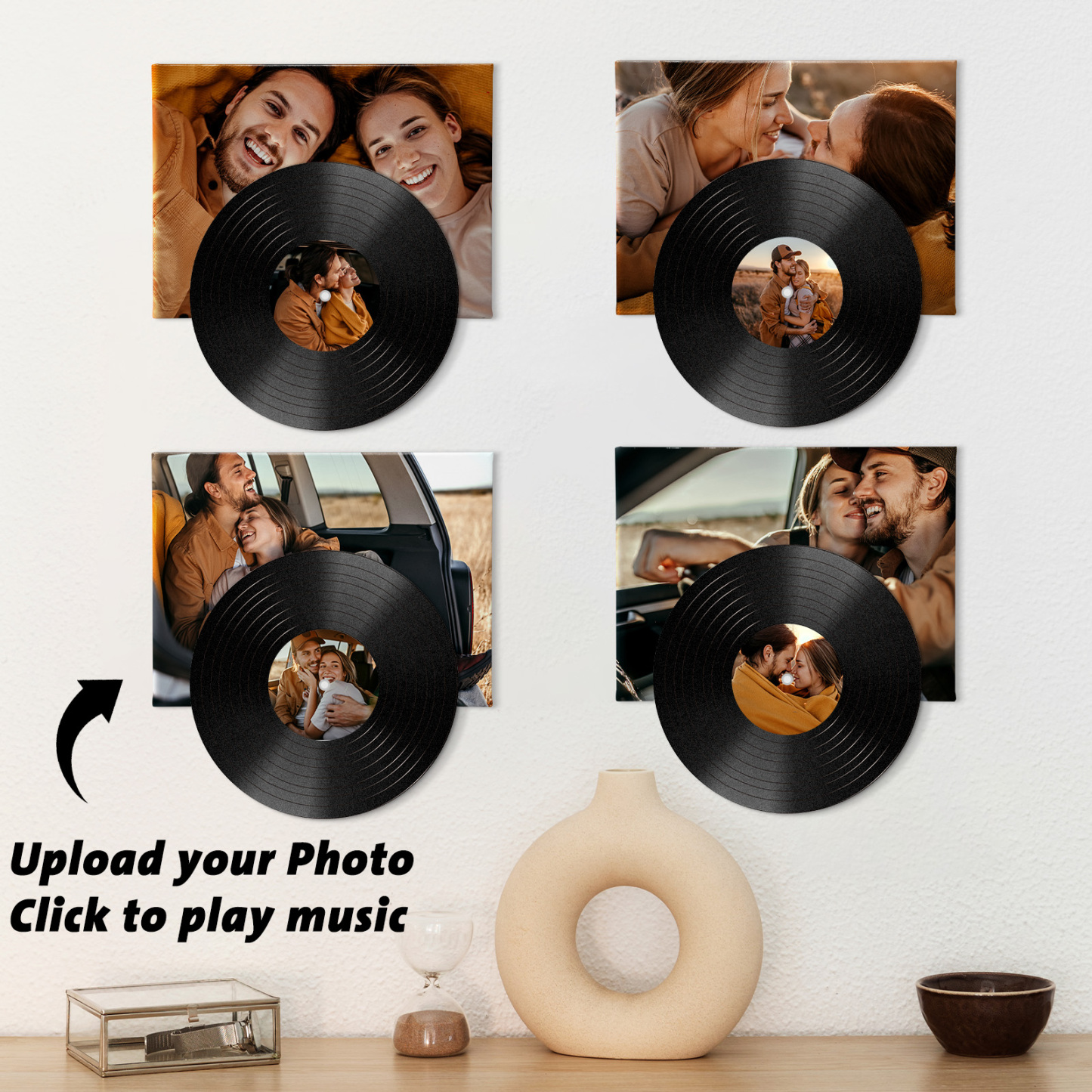 Personalized Vinyl Record Wall Art with Photo & Song �?Romantic Gift for Couples, Just Click to Play Your Love