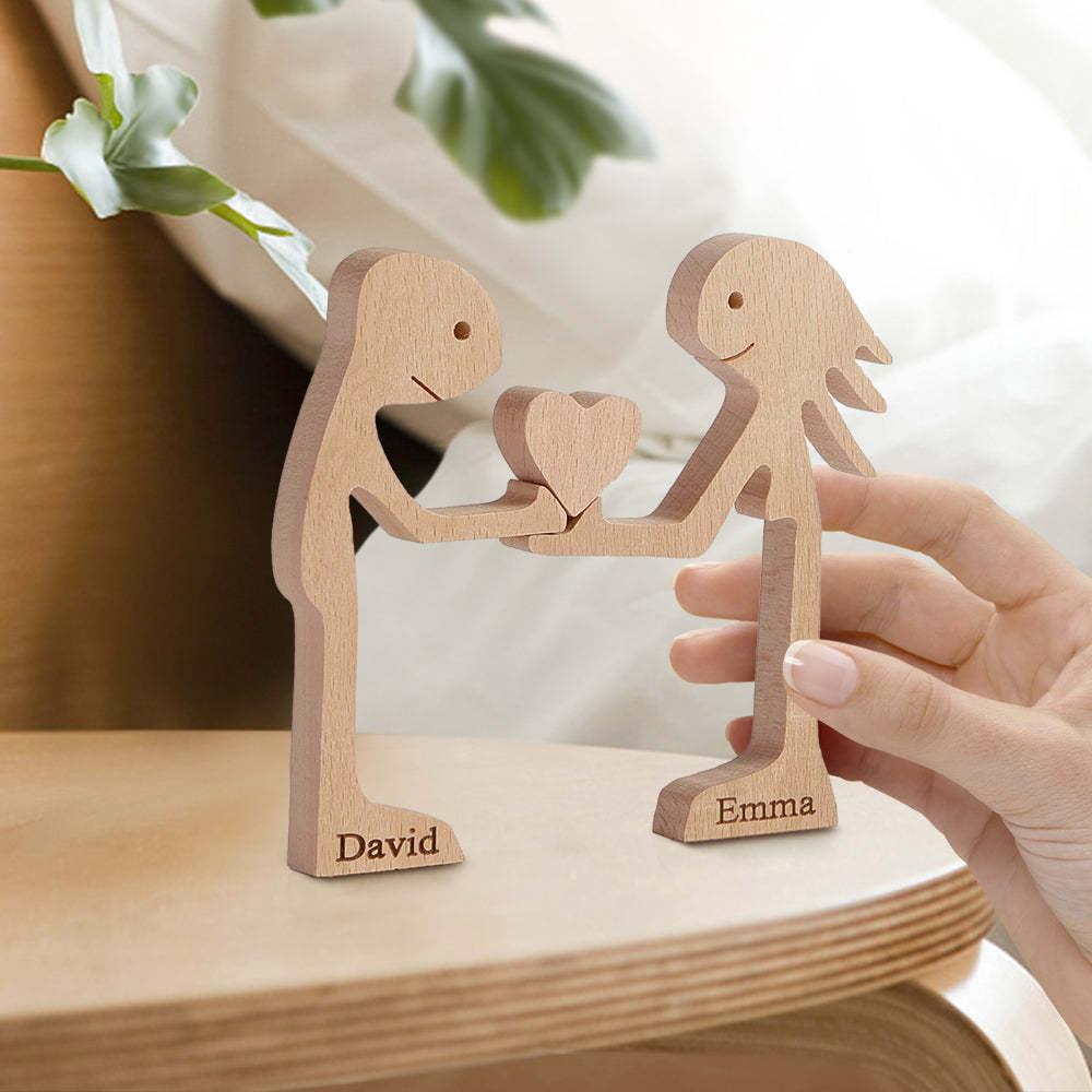 Love Couple Wooden Blocks Custom Name Table Decor Gifts for Vallentine - Get Photo Blanket