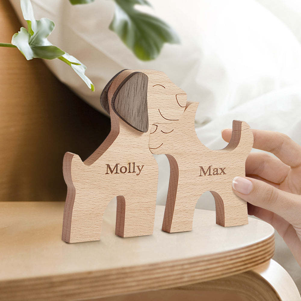Love Couple Dog Wooden Blocks Custom Name Table Decor Vallentine's Day Gifts - Get Photo Blanket