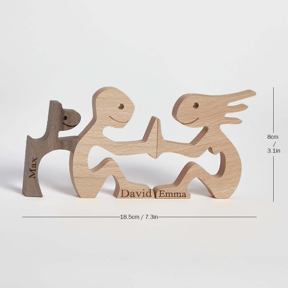 Love Couple and Dog Wooden Blocks Custom Names Table Decor Vallentine's Day Gifts - Get Photo Blanket