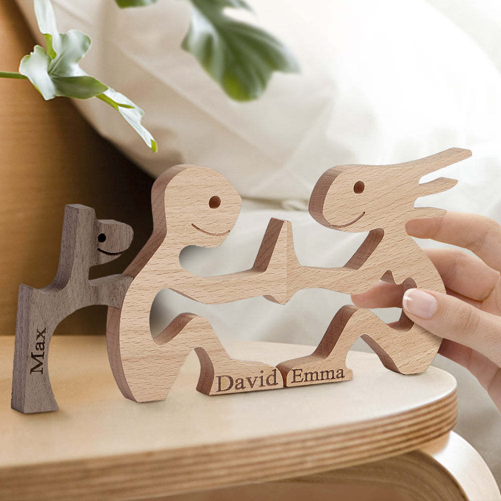 Love Couple and Dog Wooden Blocks Custom Names Table Decor Vallentine's Day Gifts - Get Photo Blanket