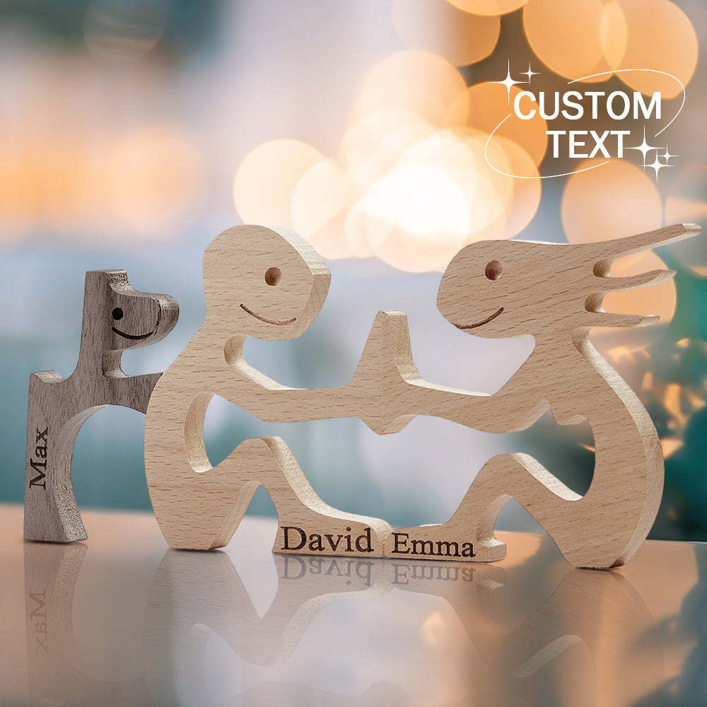 Love Couple and Dog Wooden Blocks Custom Names Table Decor Vallentine's Day Gifts - Get Photo Blanket