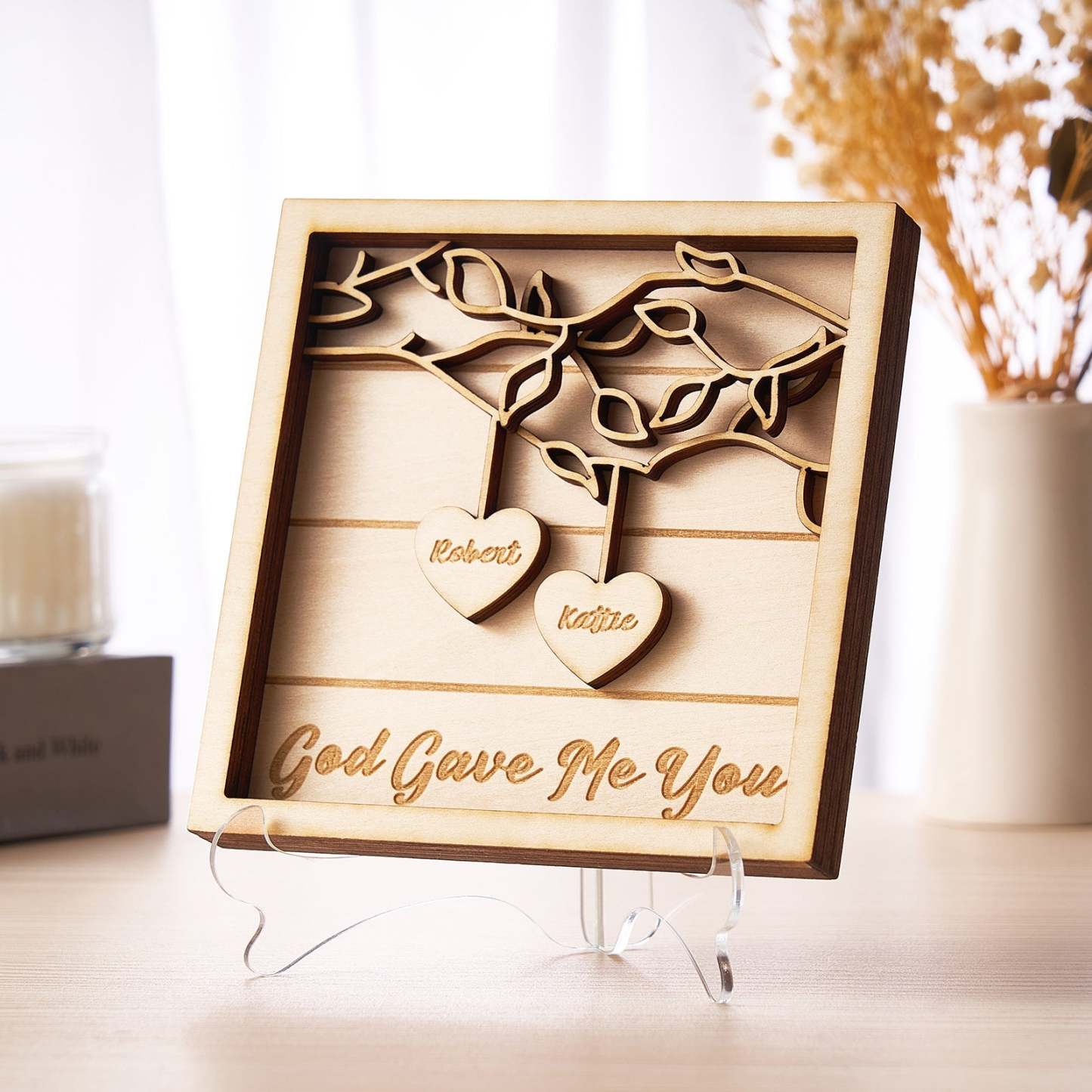 Personalized Wooden Ornaments Engraved 3D Anniversary Gift - Get Photo Blanket