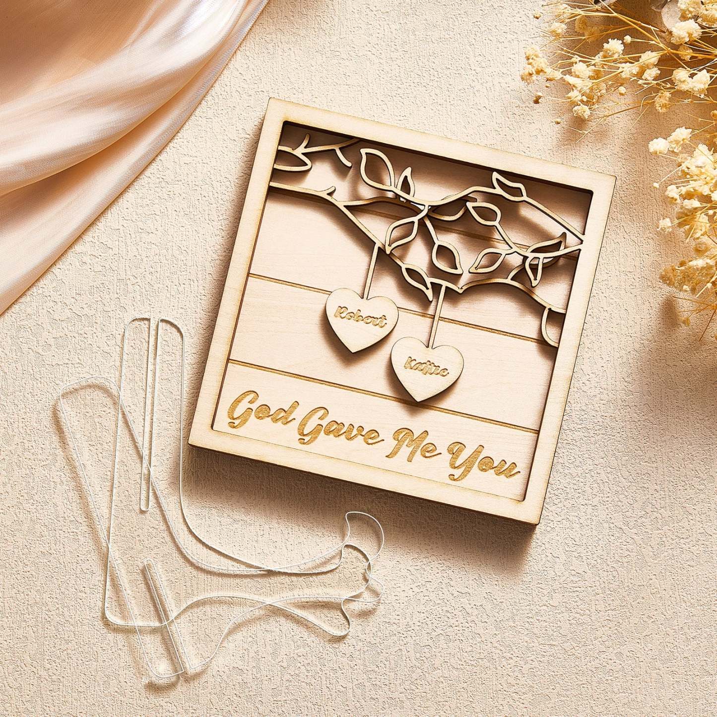 Personalized Wooden Ornaments Engraved 3D Anniversary Gift - Get Photo Blanket