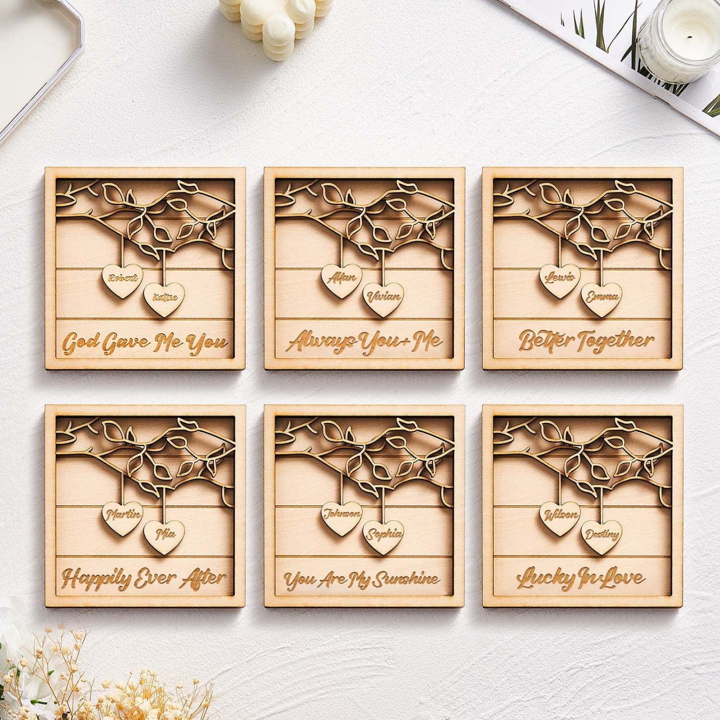 Personalized Wooden Ornaments Engraved 3D Anniversary Gift - Get Photo Blanket