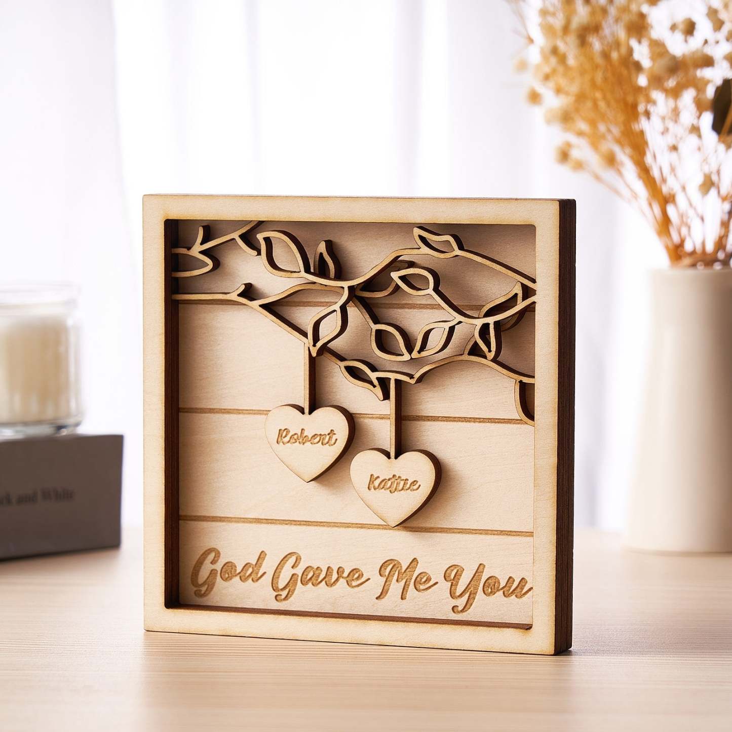 Personalized Wooden Ornaments Engraved 3D Anniversary Gift - Get Photo Blanket