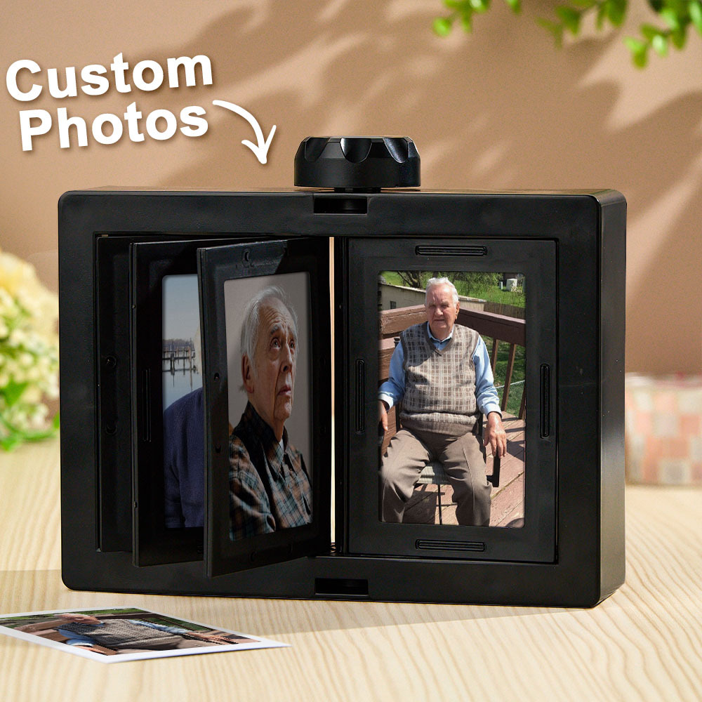 Personalized Rotating Photo Frame Carousel Custom Photo Desktop Photo Reel Flip & Spin Photo Box 2025 Christmas Gifts - Get Photo Blanket