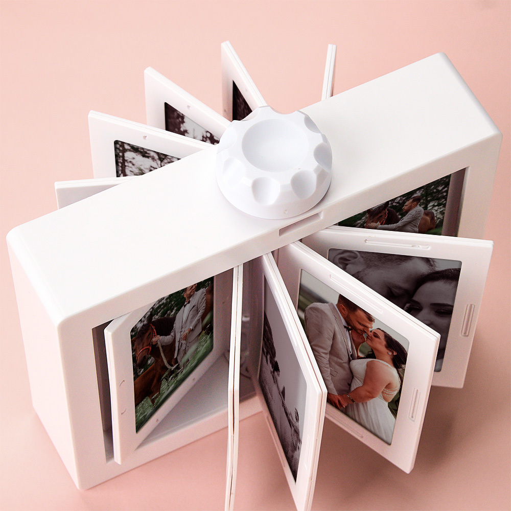 Personalized Rotating Photo Frame Carousel Custom Photo Desktop Photo Reel Flip & Spin Photo Box 2025 Christmas Gifts - Get Photo Blanket