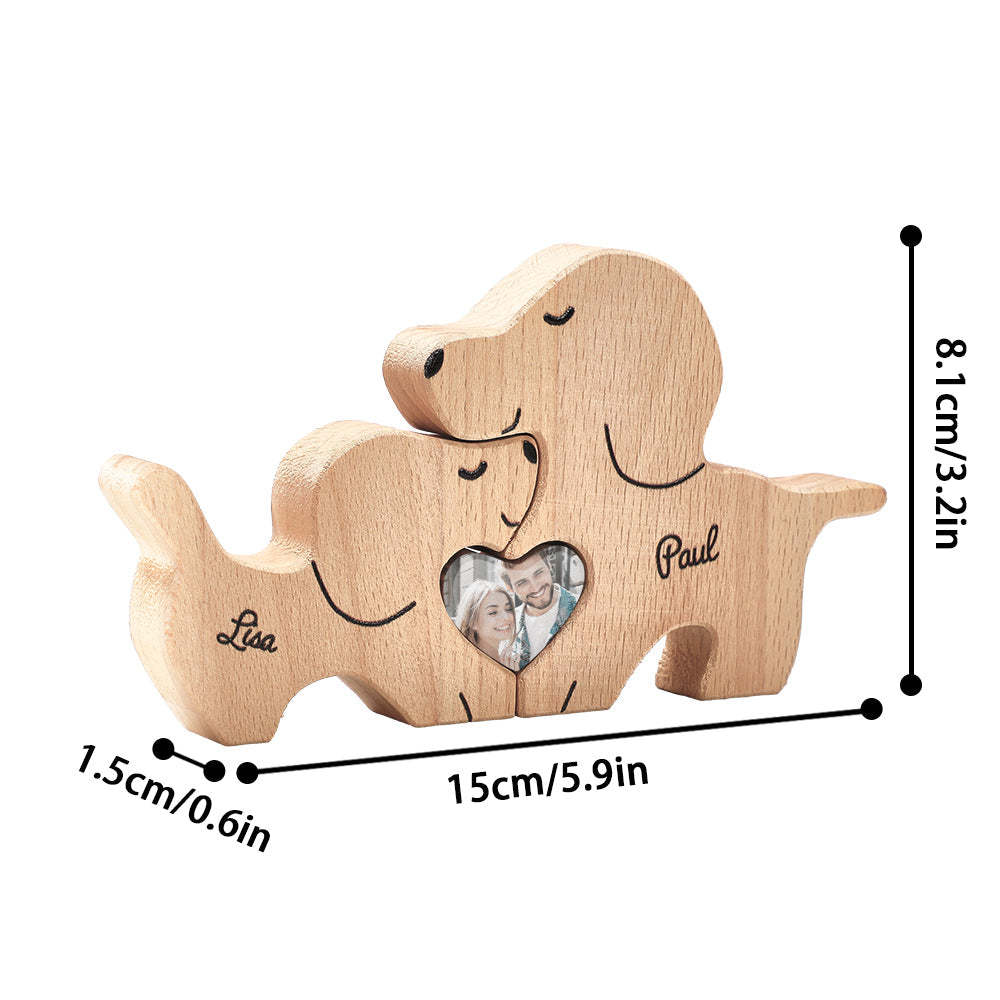 Personalized Wooden Dog Couple Love Heart Puzzle Custom Valentine's Day Gifts - Get Photo Blanket