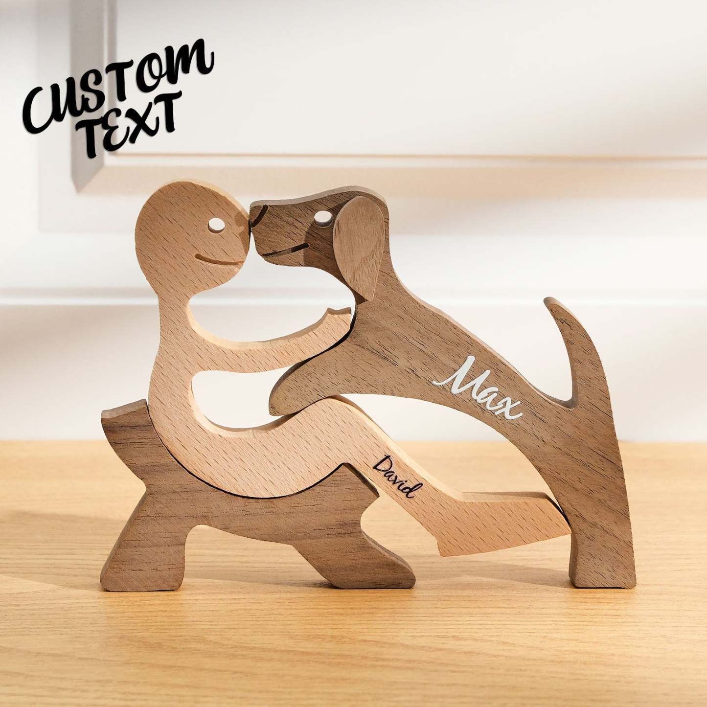 Custom Name Wooden Pet Carving Blocks Table Decor Gifts for Pet Lover - Get Photo Blanket