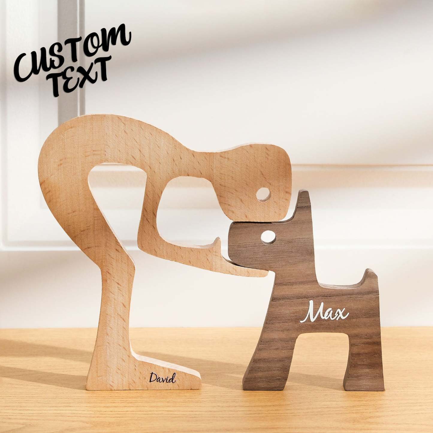 Custom Name Wooden Pet Carving Blocks Table Decor Gifts for Pet Lover - Get Photo Blanket