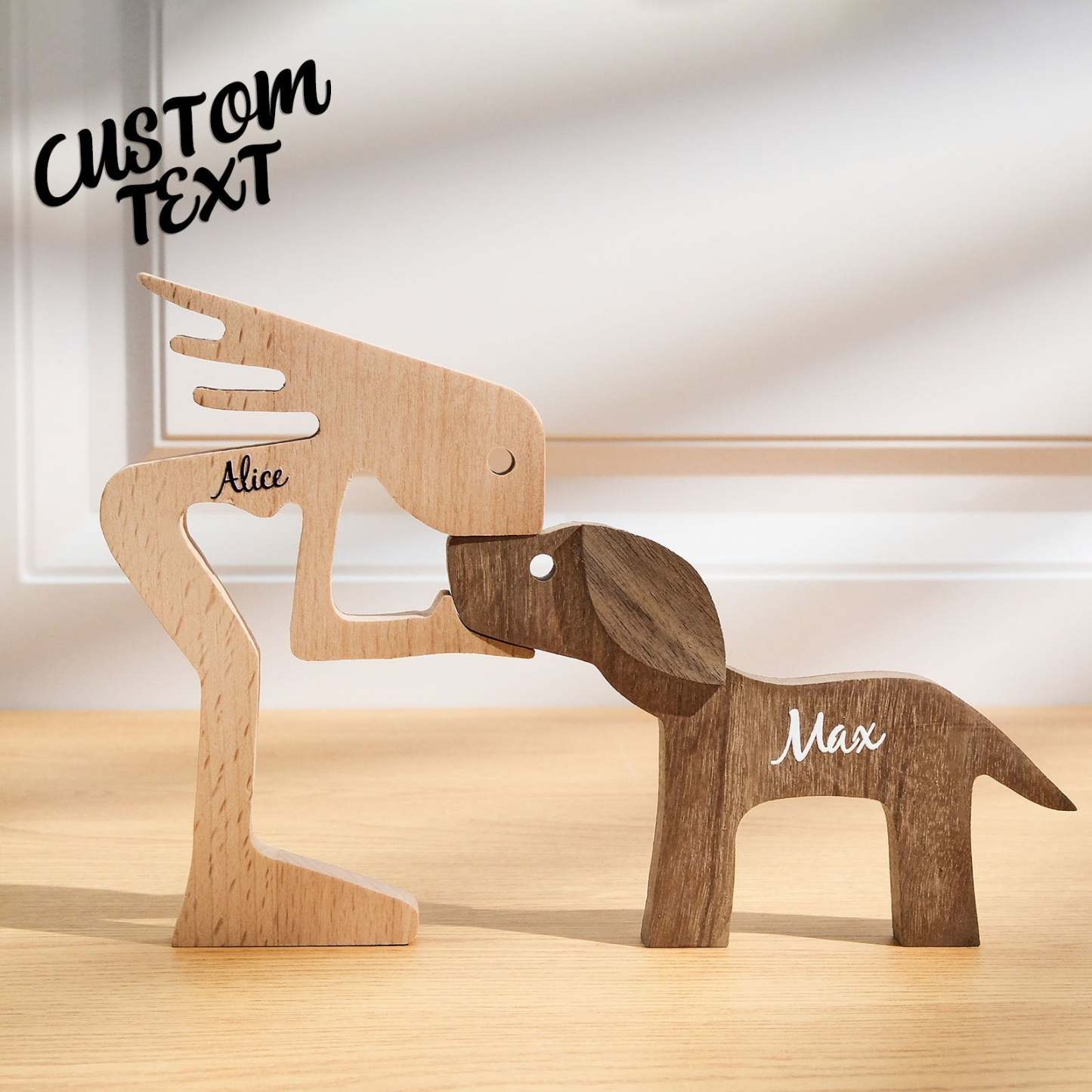 Custom Name Wooden Pet Carving Blocks Table Decor Gifts for Pet Lover - Get Photo Blanket