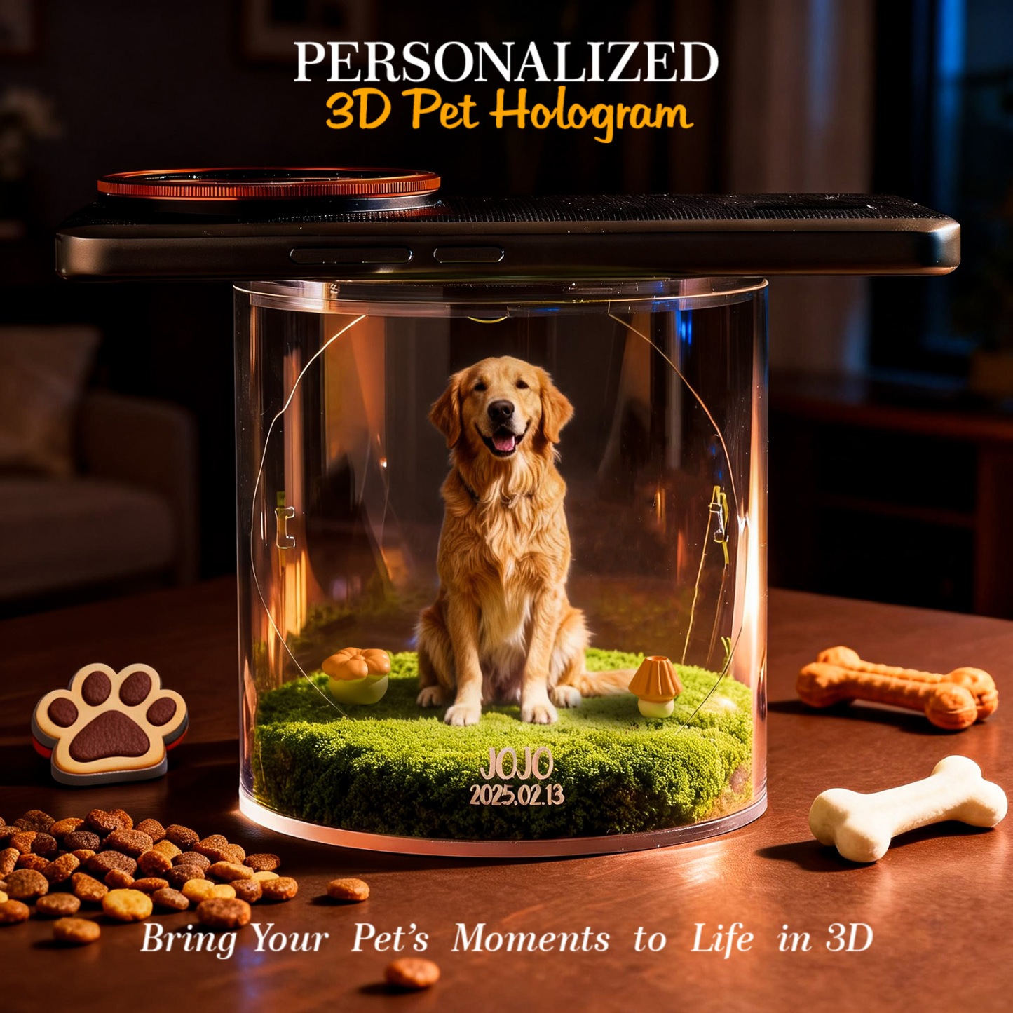 3D Pet Holographic House Custom Pet Memorial Display Crystal-Clear Holographic Image