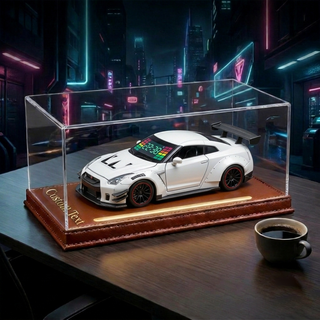 Hypercar Alarm Clock with Engine Sound, Exhaust Effect & LED Lights – Desk Gift for Car Lovers