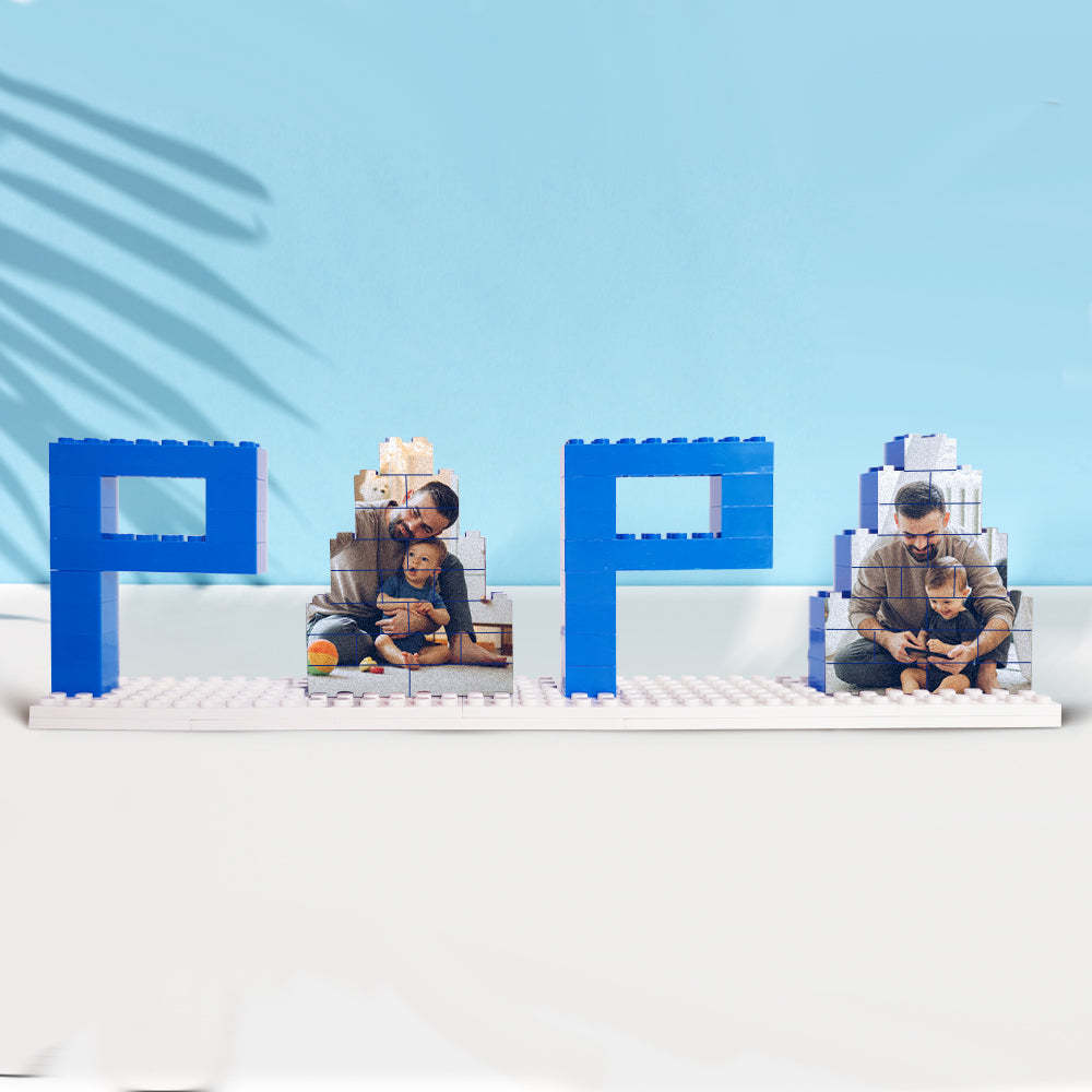 Personalized Papa Photo Building Brick Puzzles Photo Block Father's Day Gifts - Get Photo Blanket