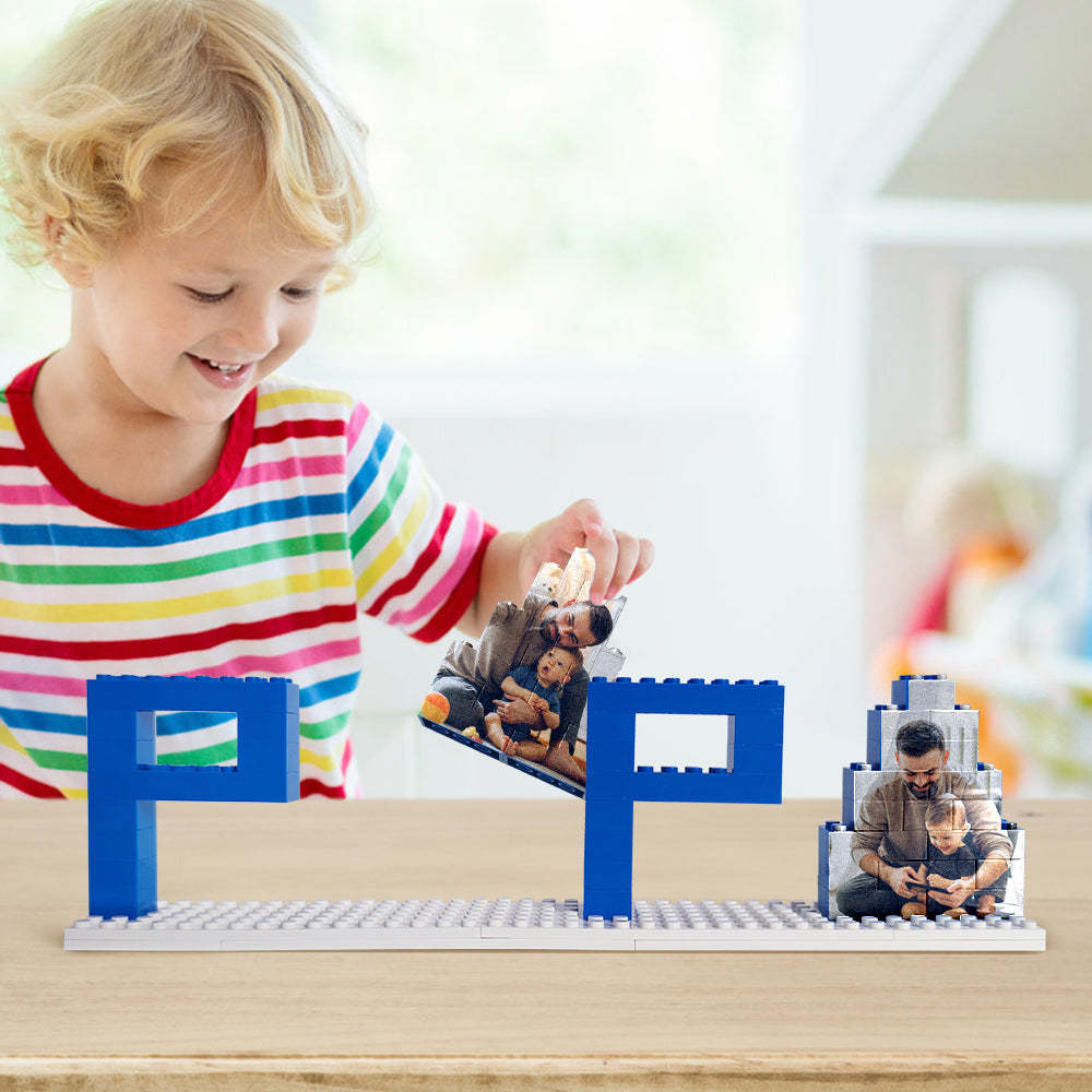 Personalized Papa Photo Building Brick Puzzles Photo Block Father's Day Gifts - Get Photo Blanket