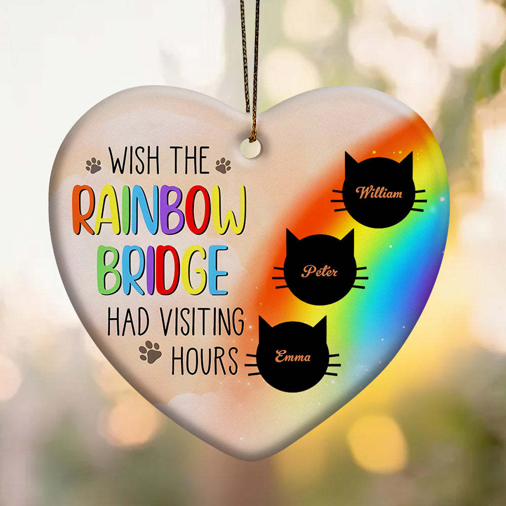 Personalized Heart Cat Ornament Wish The Rainbow Bridge Had Visiting Hours Ornament for Cat Memorial Gift - Get Photo Blanket