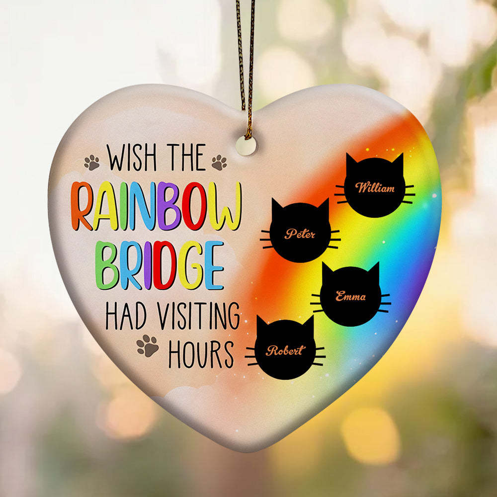 Personalized Heart Cat Ornament Wish The Rainbow Bridge Had Visiting Hours Ornament for Cat Memorial Gift - Get Photo Blanket