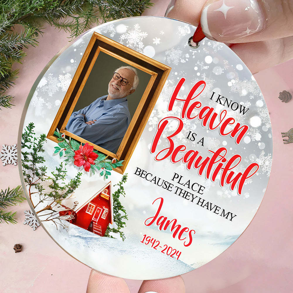 Personalized Memorial Ornament Christmas Photo Ornament for Christmas Gift - Get Photo Blanket