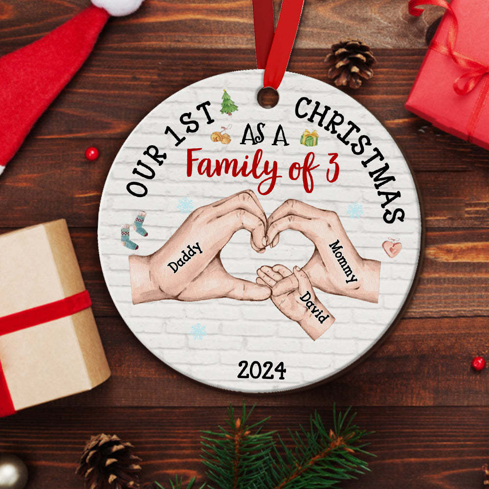 Personalized Baby's First Christmas As A Family Ornament Christmas Tree Decoration for Christmas Gifts - Get Photo Blanket