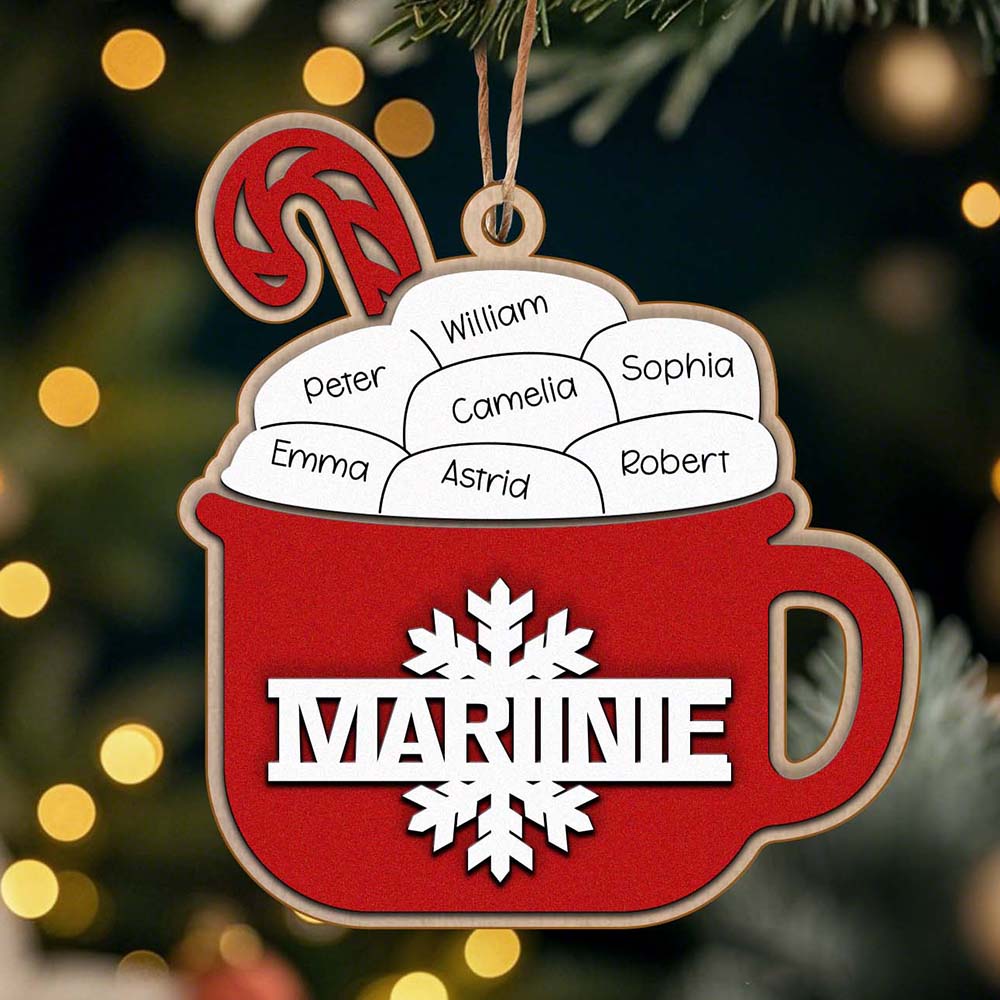 Personalized Family Hot Cocoa Ornament with Name Christmas Ornament for Family Gift