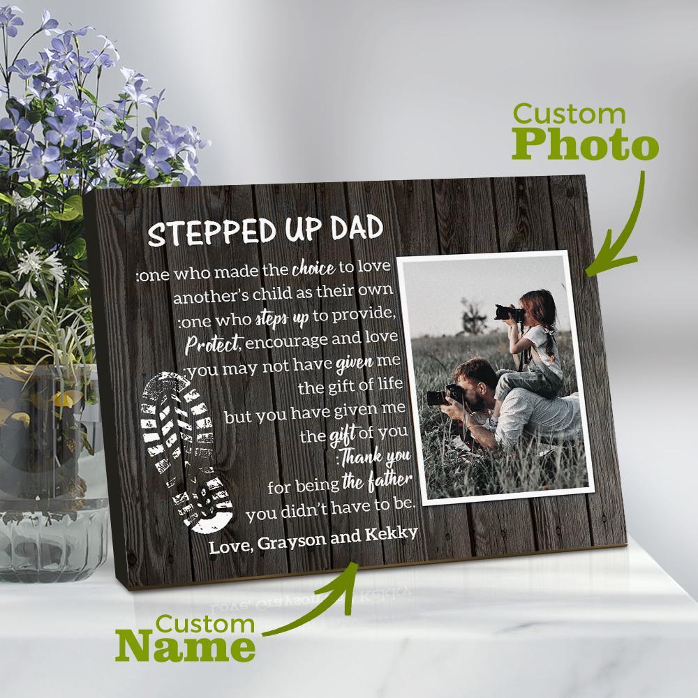 Custom Desktop Picture Frame Personalised Stepped Up Dad Father's Day Gift for Dad - photomoonlampuk