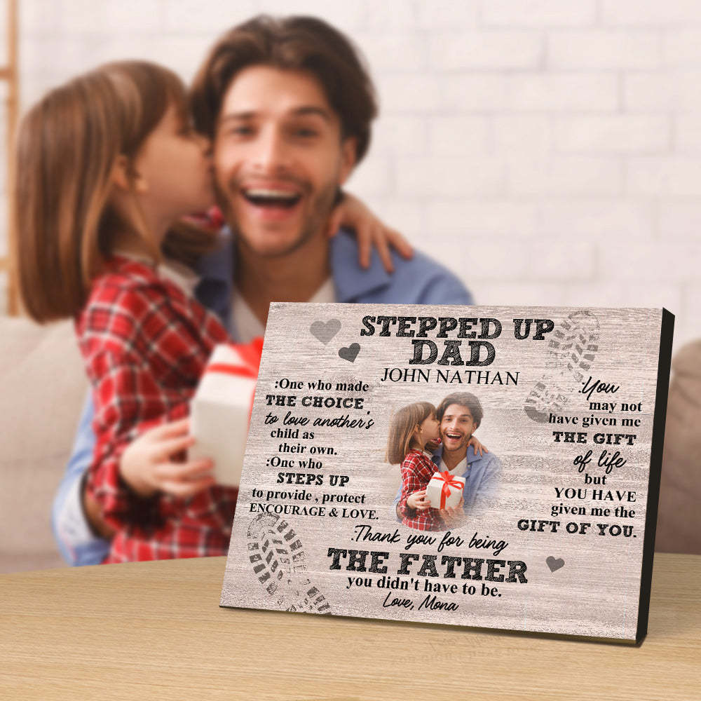 Personalized Dad Picture Frame Custom Stepped Up Dad Sign Father's Day Gift - Get Photo Blanket