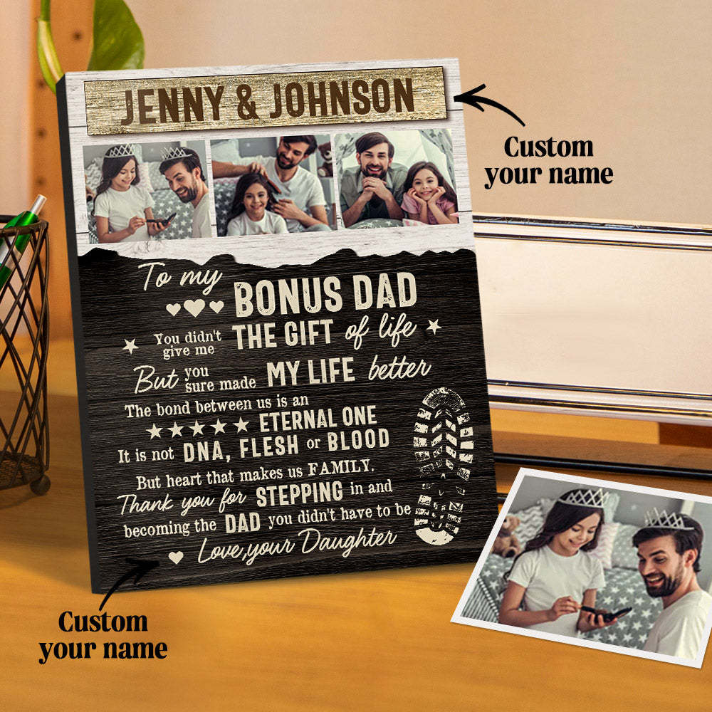 Personalized Desktop Picture Frame Custom Bonus Dad Sign Father's Day Gift - Get Photo Blanket