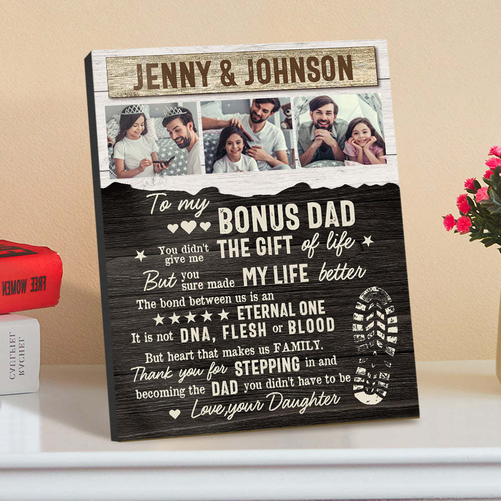 Personalized Desktop Picture Frame Custom Bonus Dad Sign Father's Day Gift - Get Photo Blanket