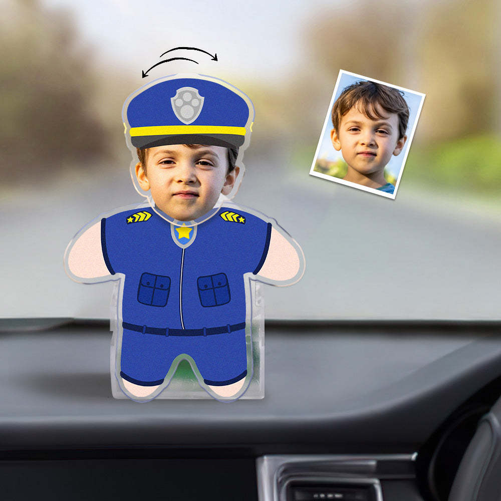 Custom Face Police Shaking Head Ornament Personalized Car Dashboard Decoration Home Desktop Ornament - Get Photo Blanket