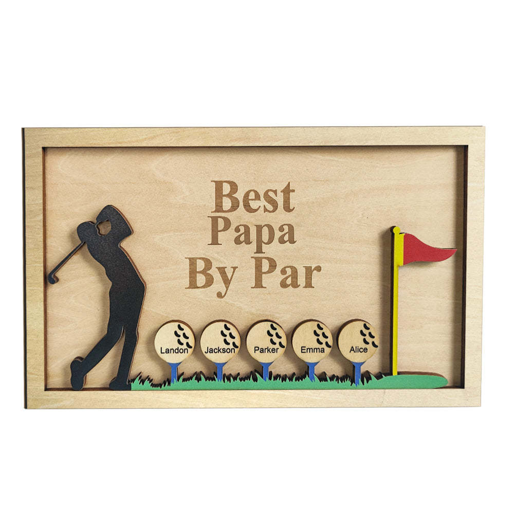 Personalized Father's Day Wooden Golf Sign Engraved Name Plaque Gift for Dad Grandpa - Get Photo Blanket