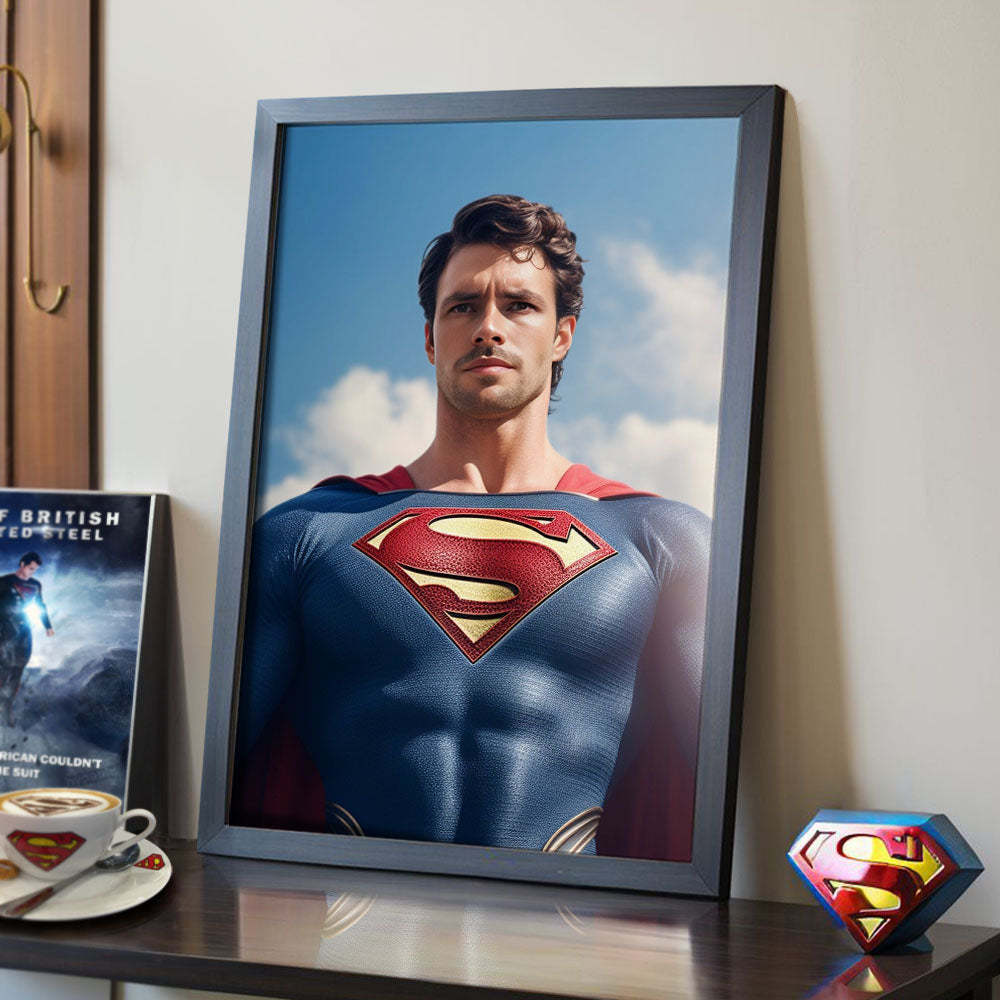 Personalized Portrait from Photo Custom Face Superman Wooden Frame Gifts for Kids / Son - Get Photo Blanket