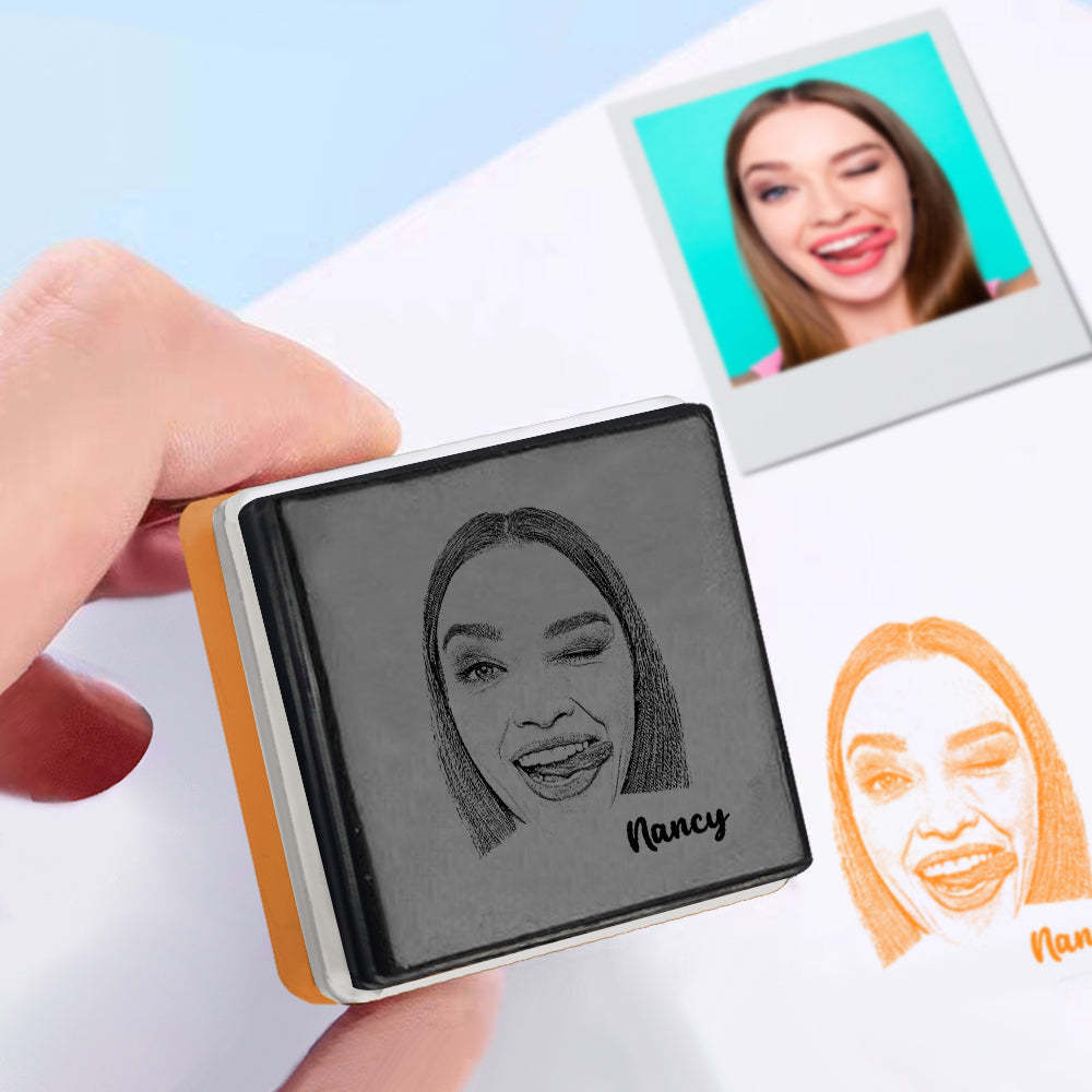 Personalized Portrait Stamp Custom with Name Stamps Funny Gifts - Get Photo Blanket