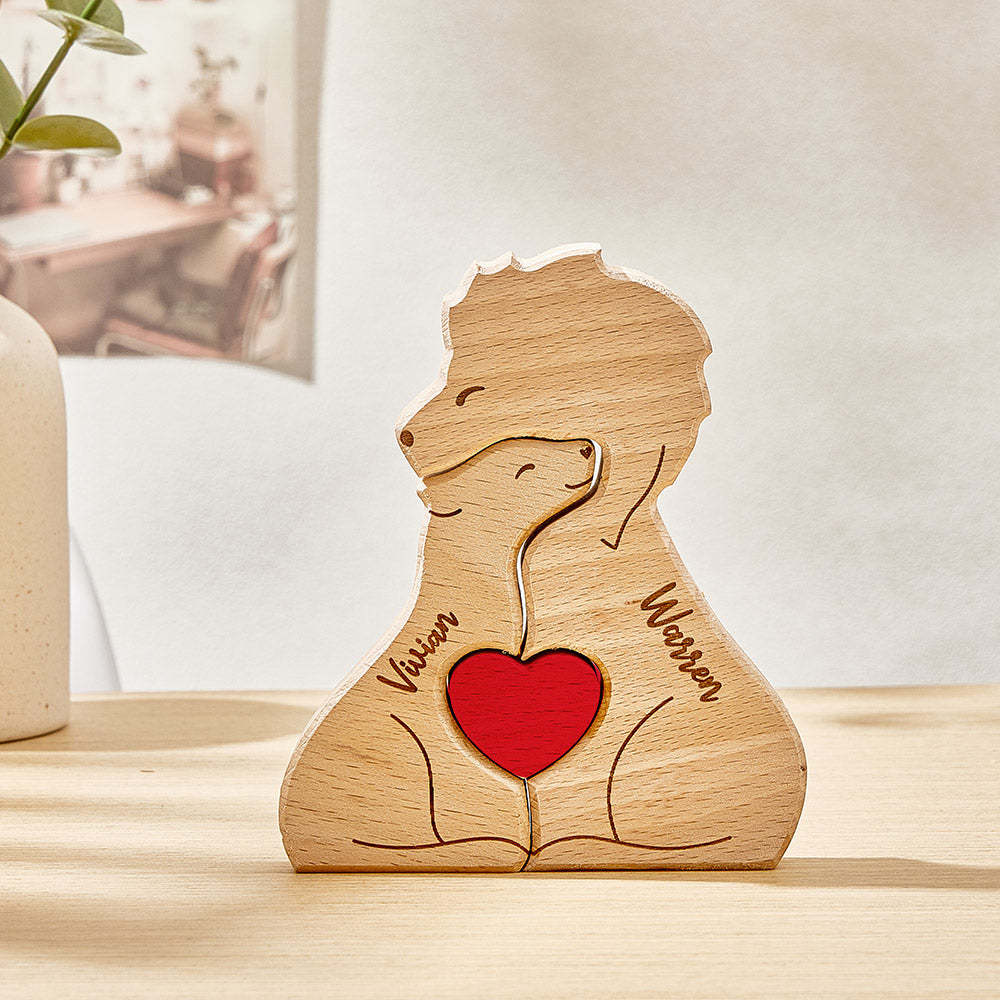 Personalized Wooden Lions Custom Family Member Names Puzzle Home Decor Gifts - Get Photo Blanket