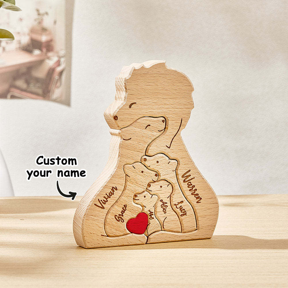 Personalized Wooden Lions Custom Family Member Names Puzzle Home Decor Gifts - Get Photo Blanket